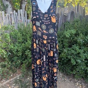 Bila Black and Orange Maxi Dress